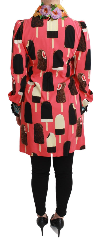 Dolce &amp; Gabbana – Paillettenkleid mit rosa Eiscreme-Rosen