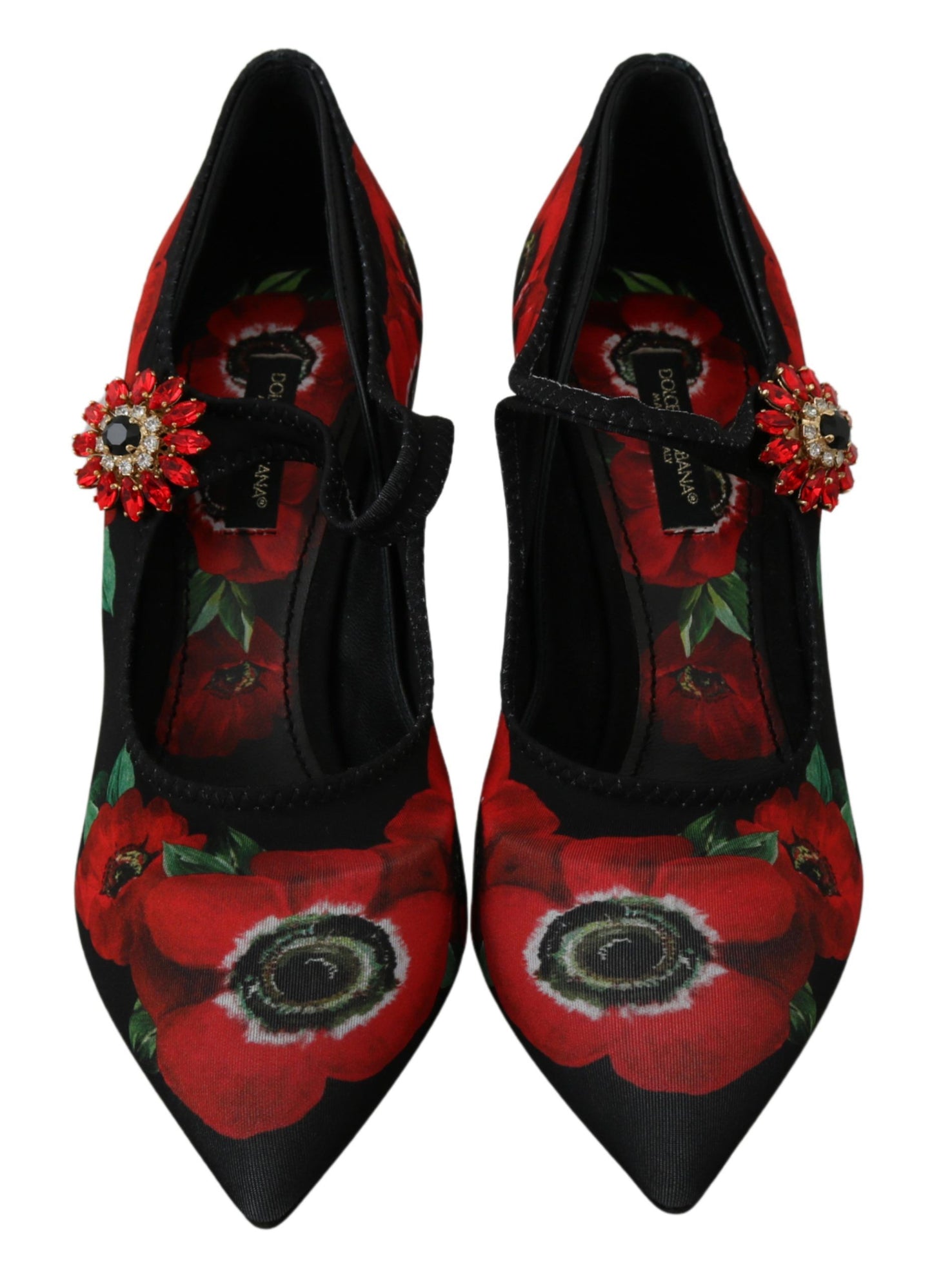 Dolce &amp; Gabbana – Mary Janes-Pumps mit Blumenmuster in Schwarz und Rot