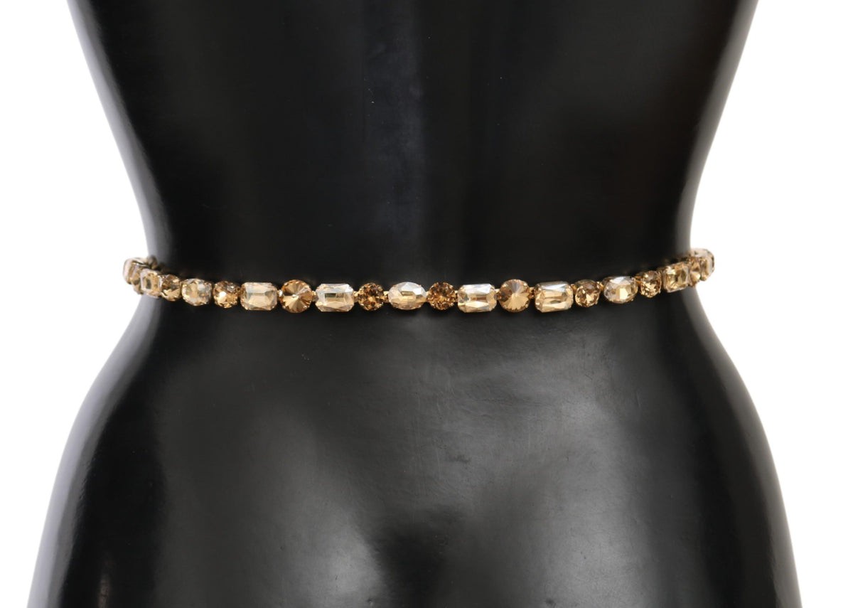 Dolce &amp; Gabbana – Weißer Taillengürtel aus Leder mit Kristallen