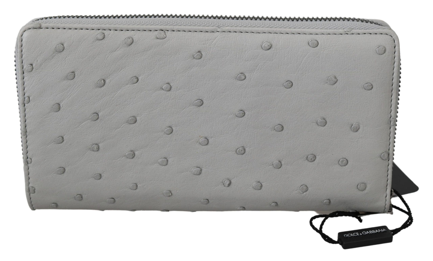 Dolce &amp; Gabbana Continental Herren-Clutch aus weißem Straußenleder
