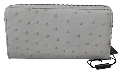 Dolce &amp; Gabbana Continental Herren-Clutch aus weißem Straußenleder