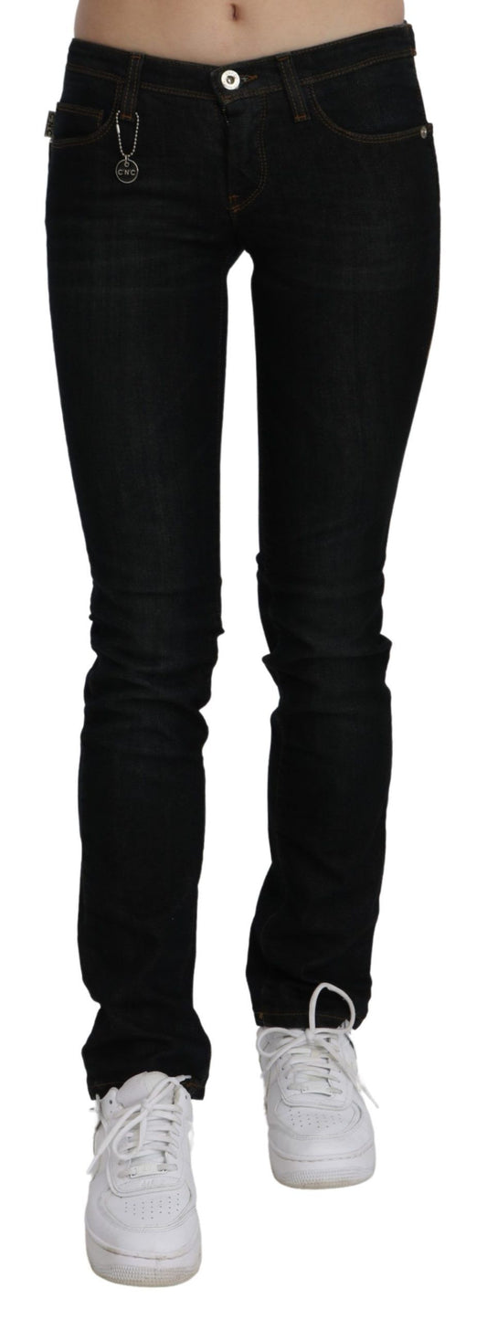 Costume National Schwarze Skinny-Jeans aus Baumwolldenim mit mittlerer Taille