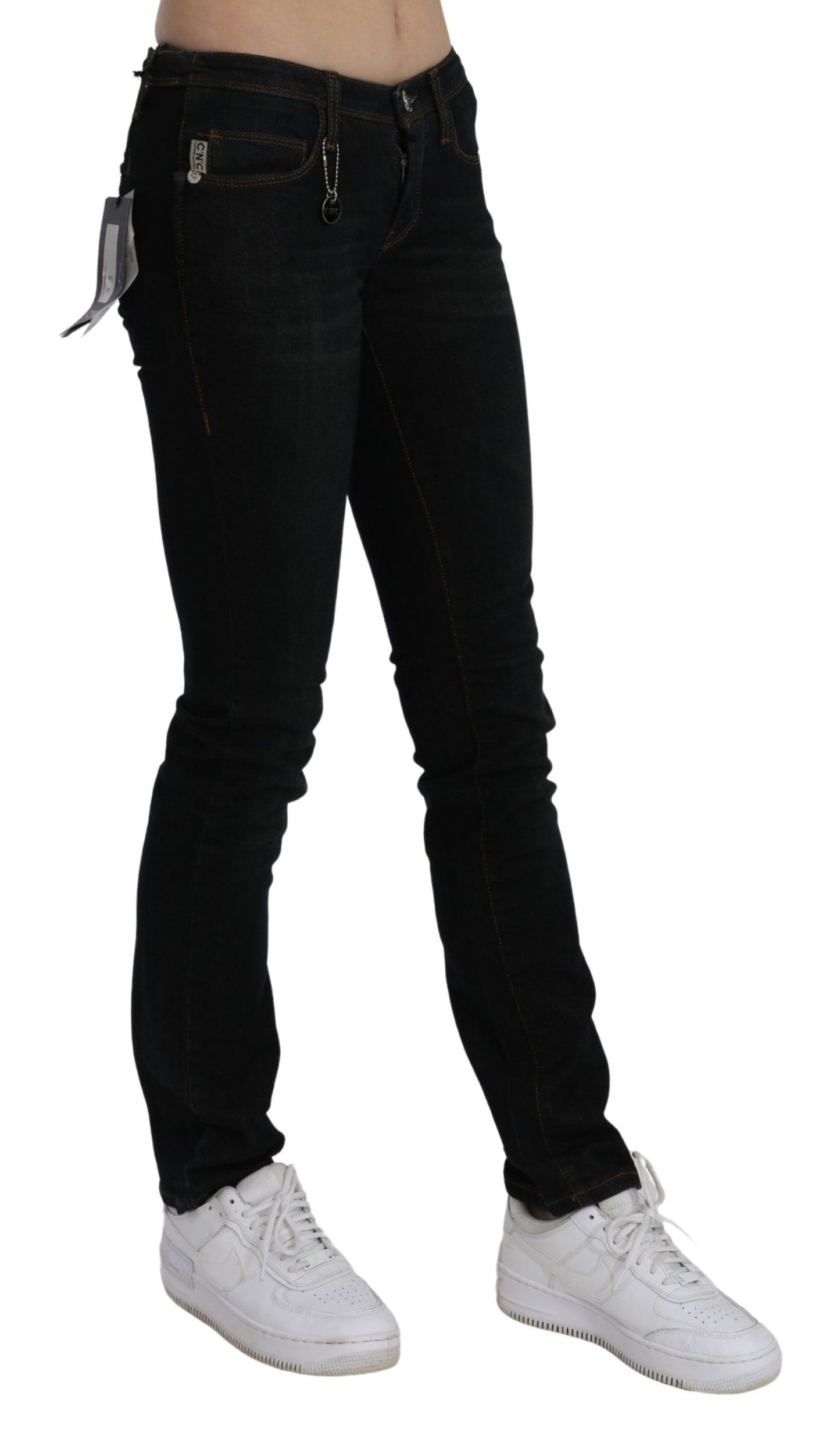 Costume National Schwarze Skinny-Jeans aus Baumwolldenim mit mittlerer Taille