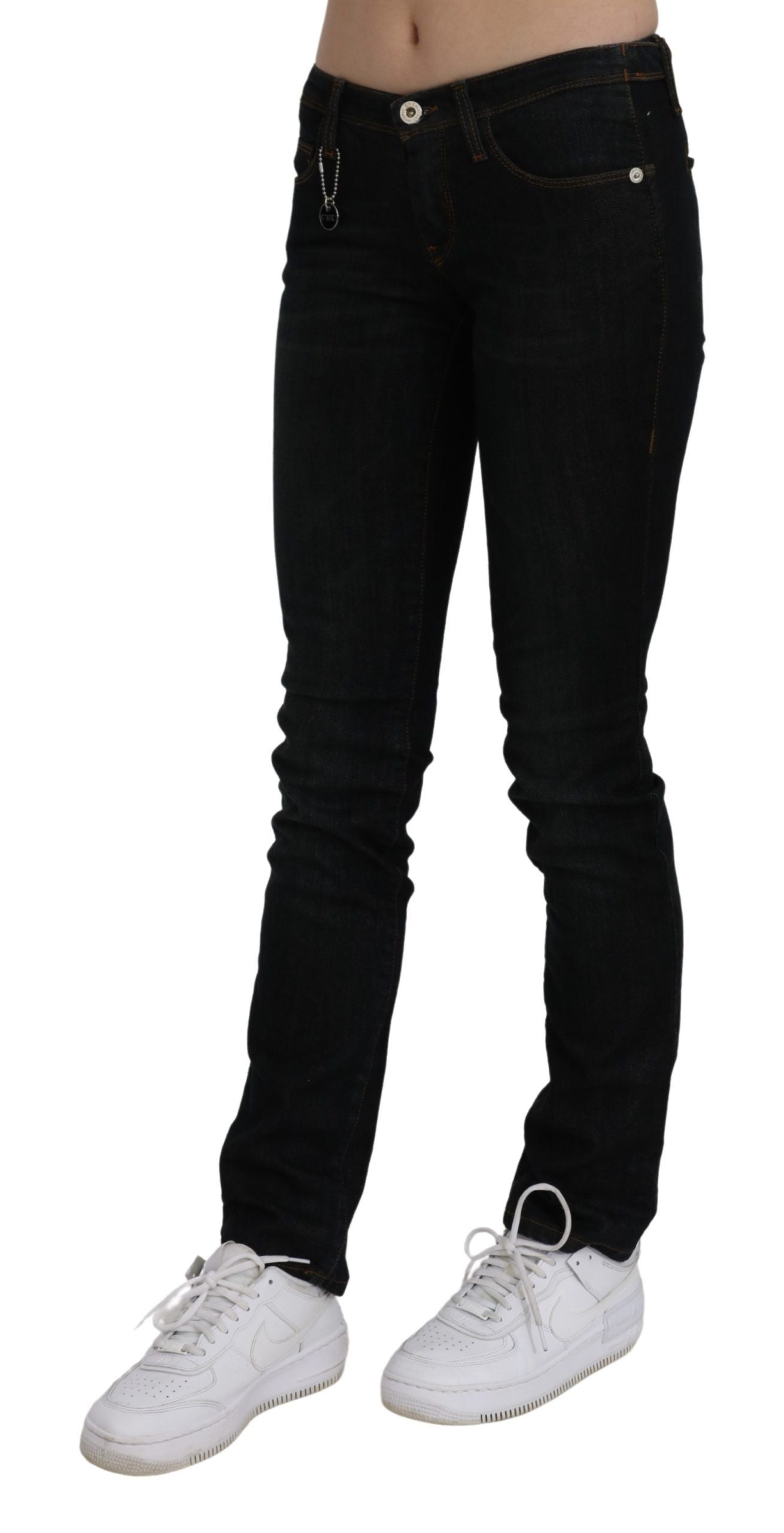Costume National Schwarze Skinny-Jeans aus Baumwolldenim mit mittlerer Taille