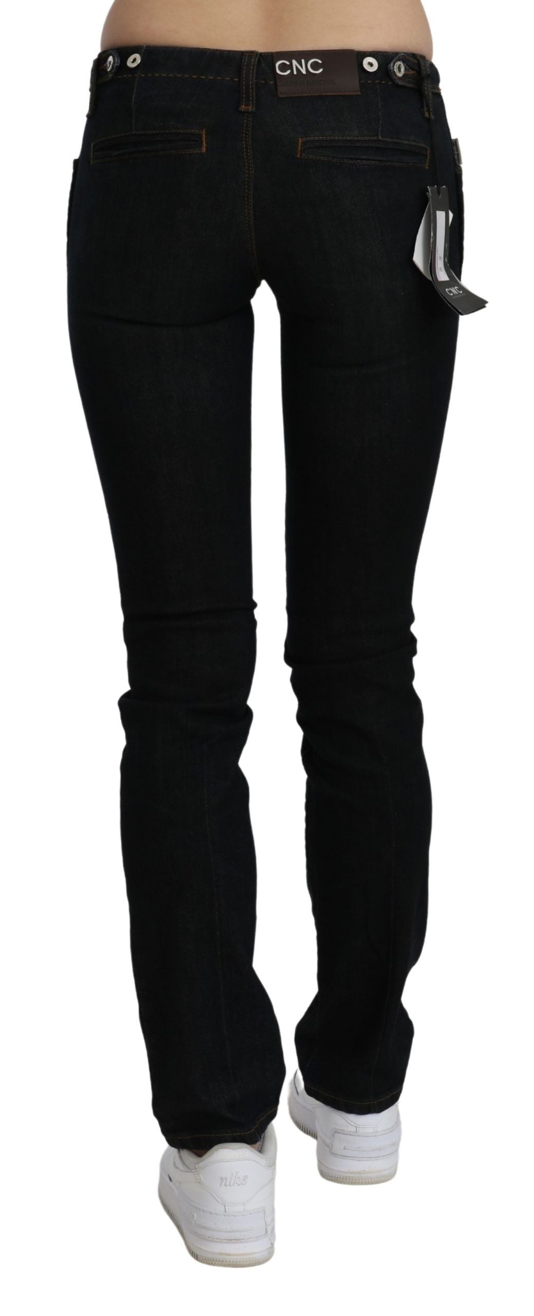 Costume National Schwarze Skinny-Jeans aus Baumwolldenim mit mittlerer Taille