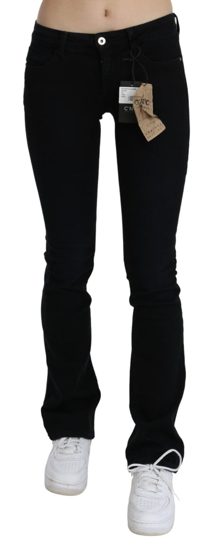 Costume National – Schwarze Skinny-Jeans aus Baumwolldenim mit niedriger Taille