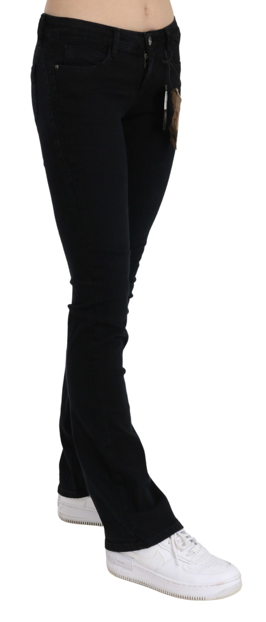 Costume National – Schwarze Skinny-Jeans aus Baumwolldenim mit niedriger Taille