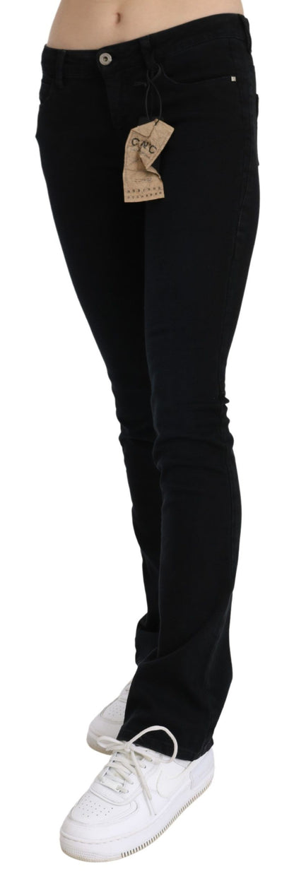 Costume National – Schwarze Skinny-Jeans aus Baumwolldenim mit niedriger Taille
