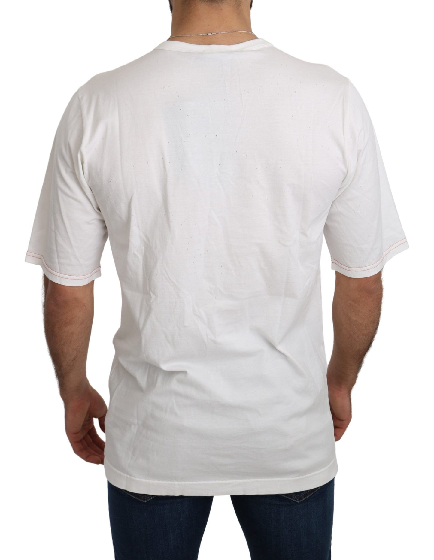 Dolce &amp; Gabbana – T-Shirt mit weißem Leopardenmuster und Royal-Top