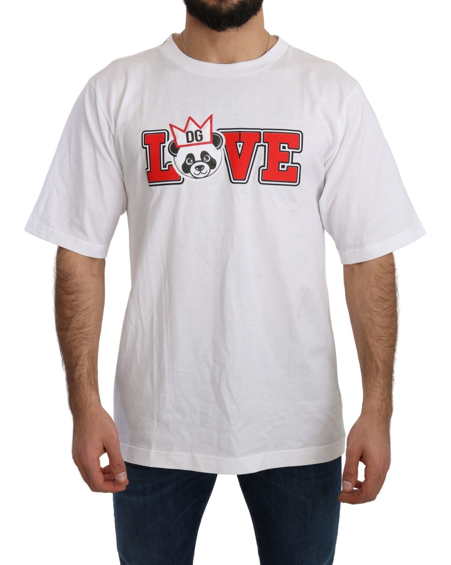 Dolce &amp; Gabbana – Weißes T-Shirt mit Love-Panda-Print