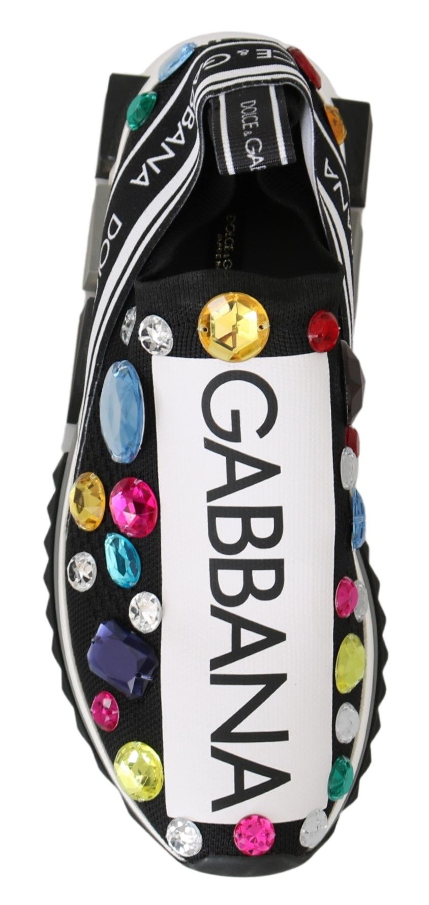 Dolce &amp; Gabbana Schwarze, mehrfarbige Kristall-Sneakers