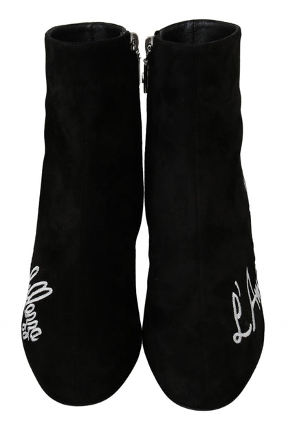 Dolce &amp; Gabbana L'Amore E'Bellezza Stiefel aus schwarzem Wildleder