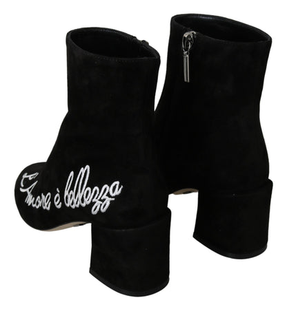 Dolce &amp; Gabbana L'Amore E'Bellezza Stiefel aus schwarzem Wildleder