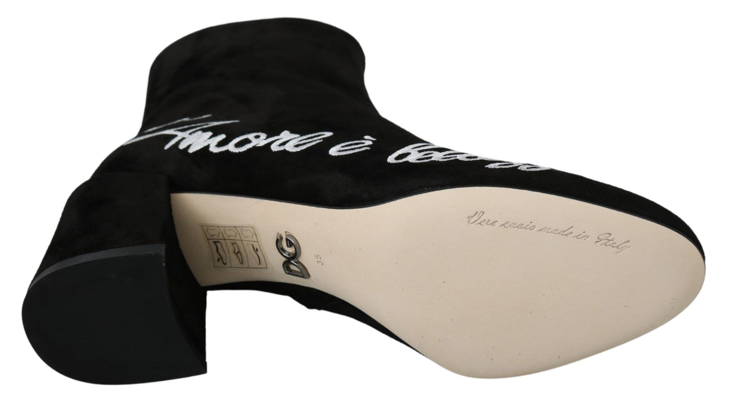 Dolce &amp; Gabbana L'Amore E'Bellezza Stiefel aus schwarzem Wildleder