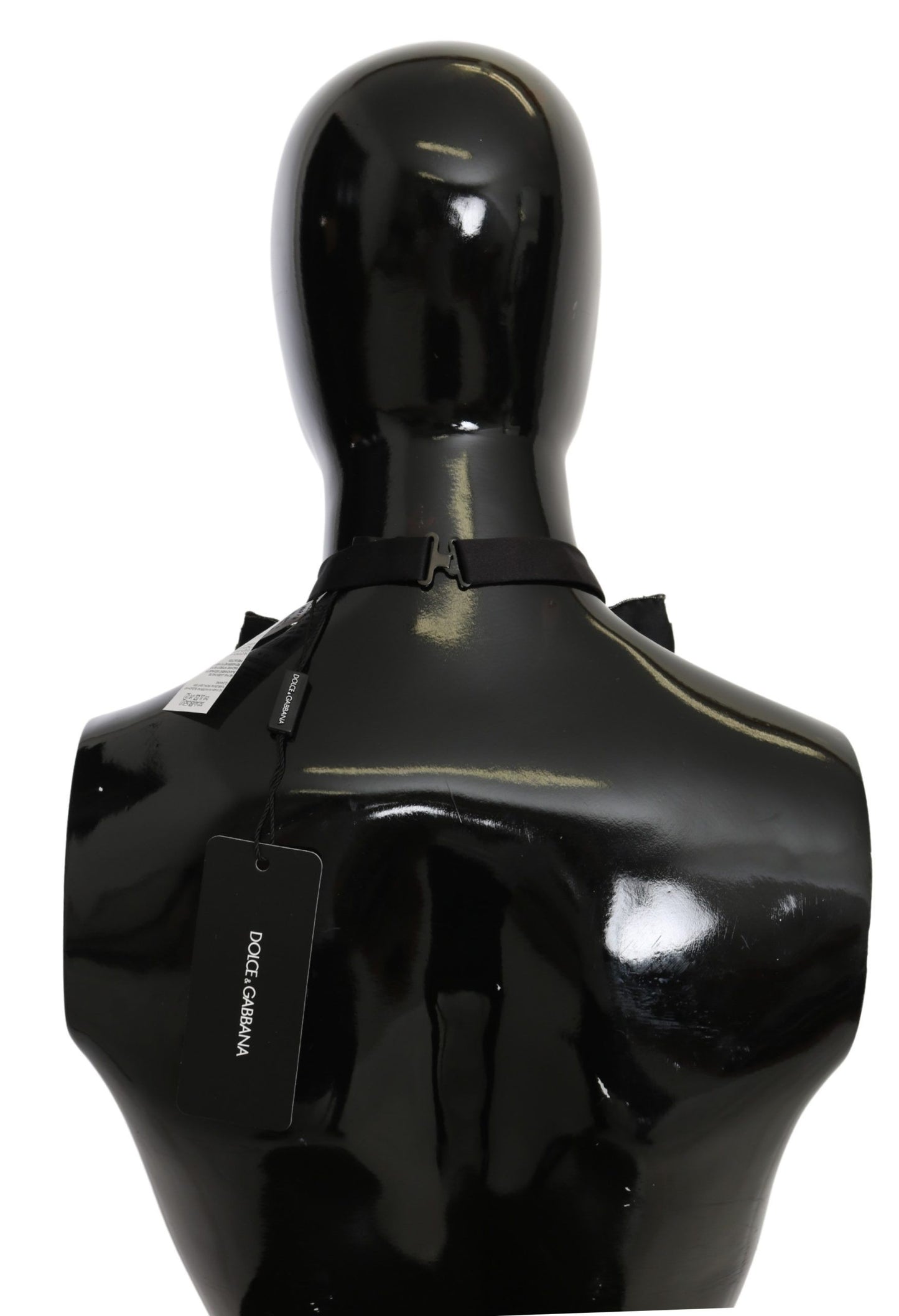 Dolce &amp; Gabbana – Catwalk-Halskette mit Fliege aus 100 % Seide mit silbernen Kristallperlen und Pailletten