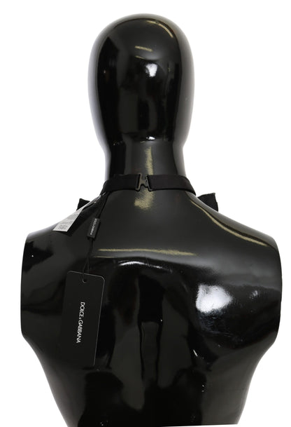 Dolce &amp; Gabbana – Catwalk-Halskette mit Fliege aus 100 % Seide mit silbernen Kristallperlen und Pailletten