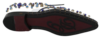 Dolce &amp; Gabbana – Weiße Broque-Schuhe aus Leder mit Kristallen