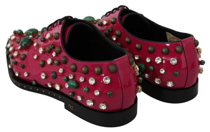 Dolce &amp; Gabbana – Broque-Schuhe aus rosa Leder mit Kristallen