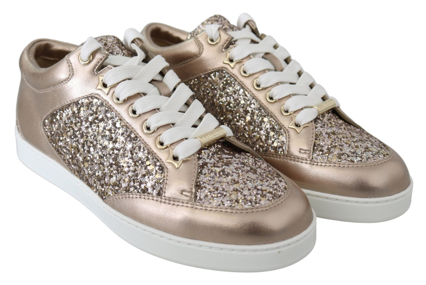 Jimmy Choo Ballett-Sneaker aus glitzerndem Leder in Rosa