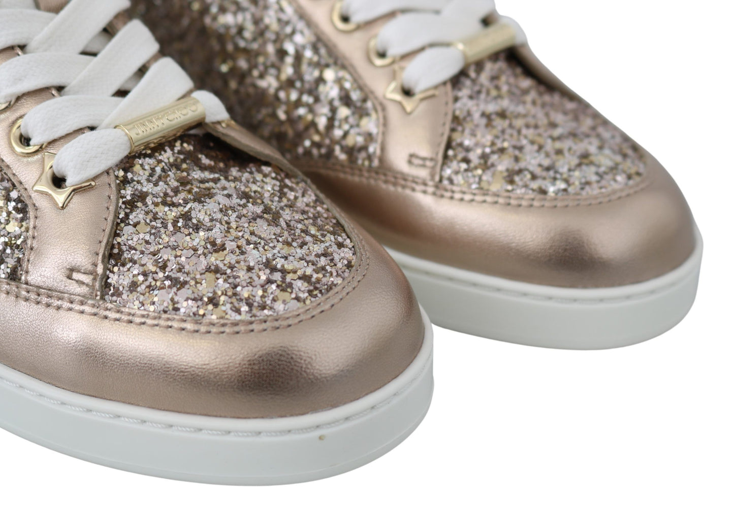 Jimmy Choo Ballett-Sneaker aus glitzerndem Leder in Rosa