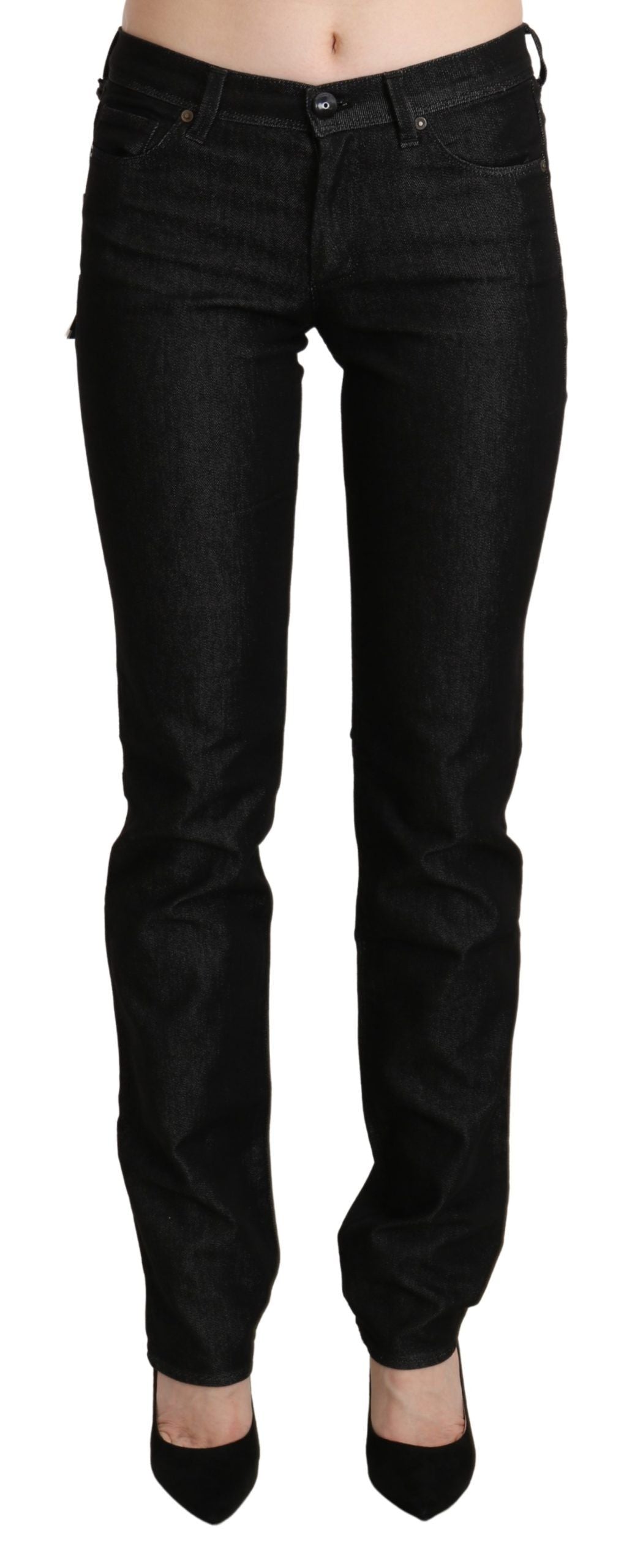 Ermanno Scervino – Schwarze Skinny-Jeanshose mit mittlerer Taille