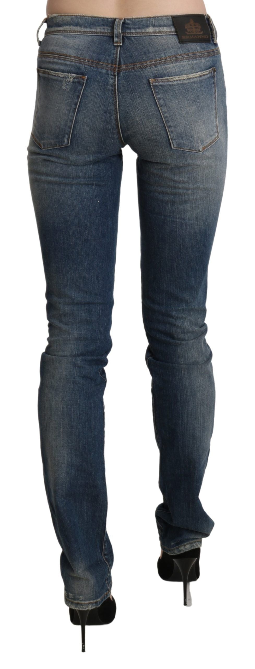 Ermanno Scervino – Blau verwaschene Skinny-Jeans mit mittlerer Taille