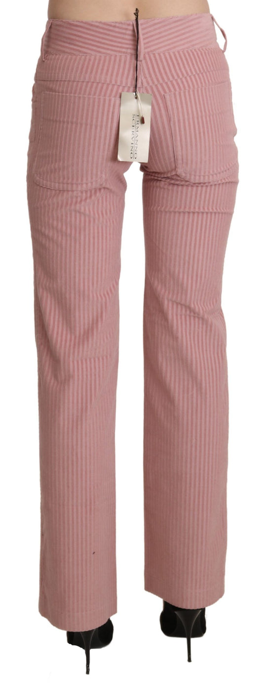 Ermanno Scervino – Gerade geschnittene Baumwollhose mit mittlerer Taille in Rosa