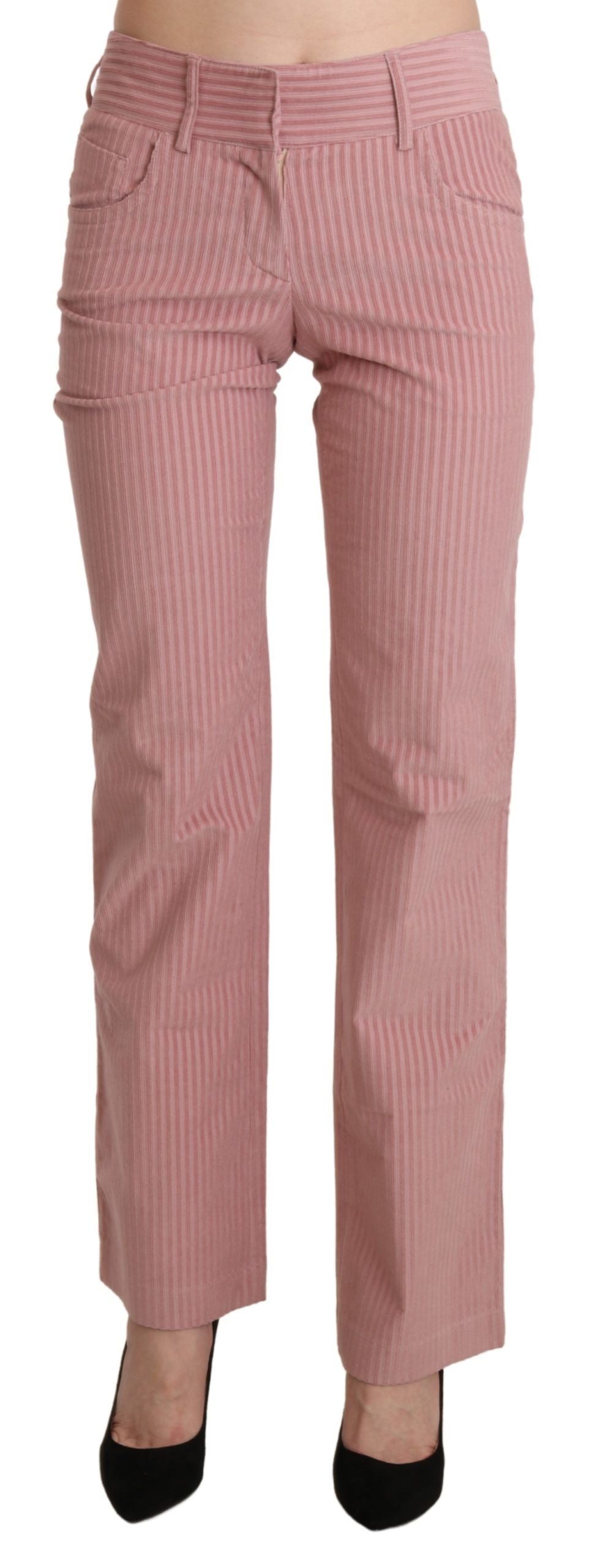 Ermanno Scervino – Gerade geschnittene Baumwollhose mit mittlerer Taille in Rosa