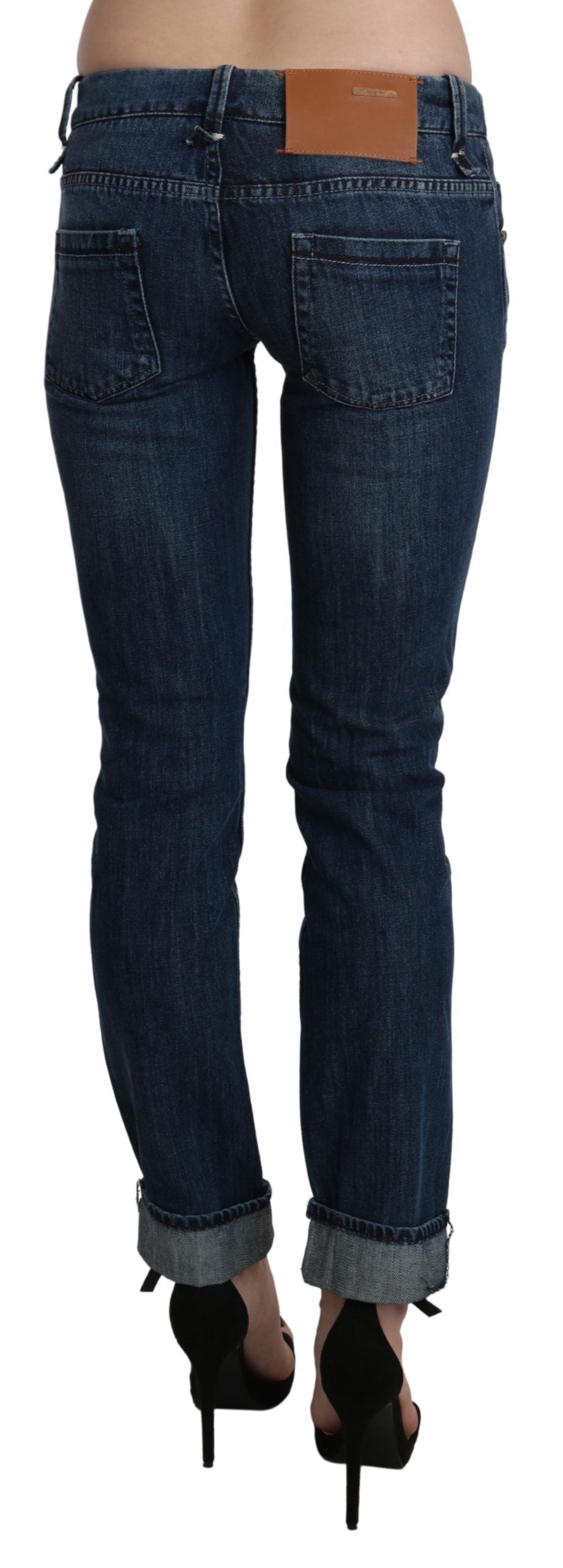 Acht – Blau verwaschene Skinny-Jeans mit niedriger Taille