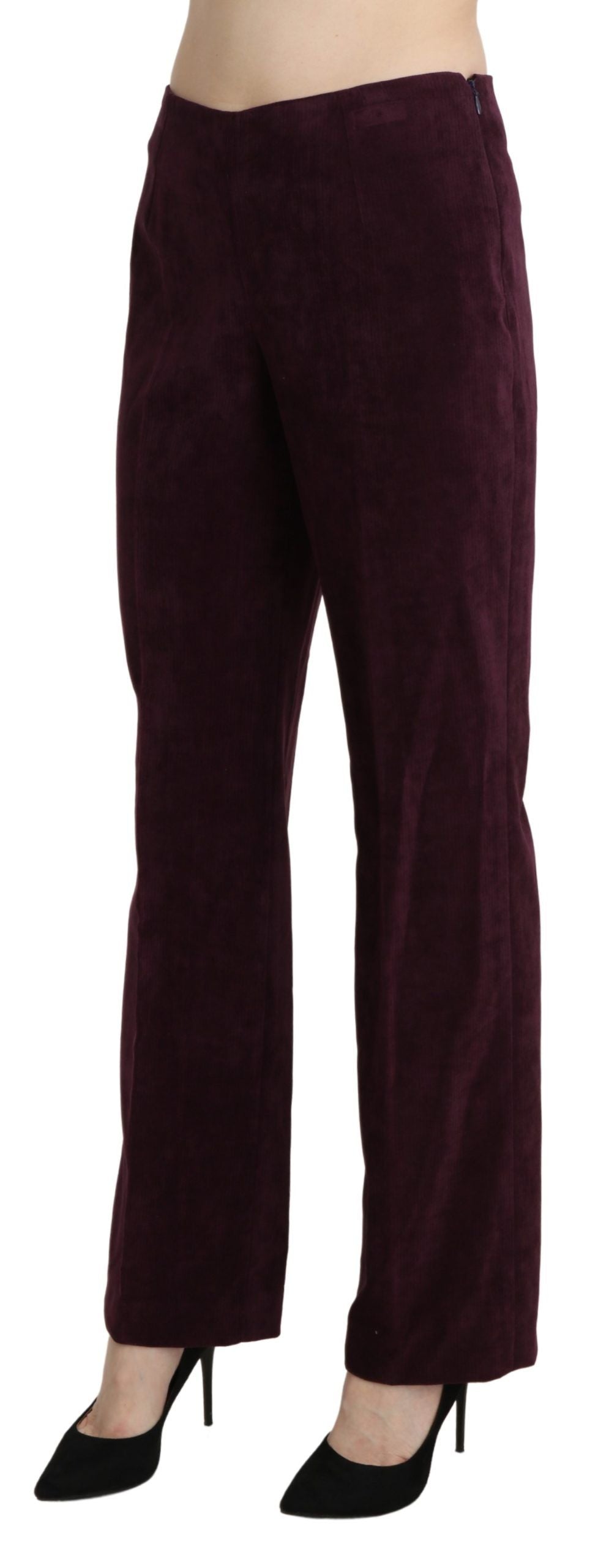 BENCIVENGA – Gerade geschnittene Wildlederhose mit hoher Taille in Lila
