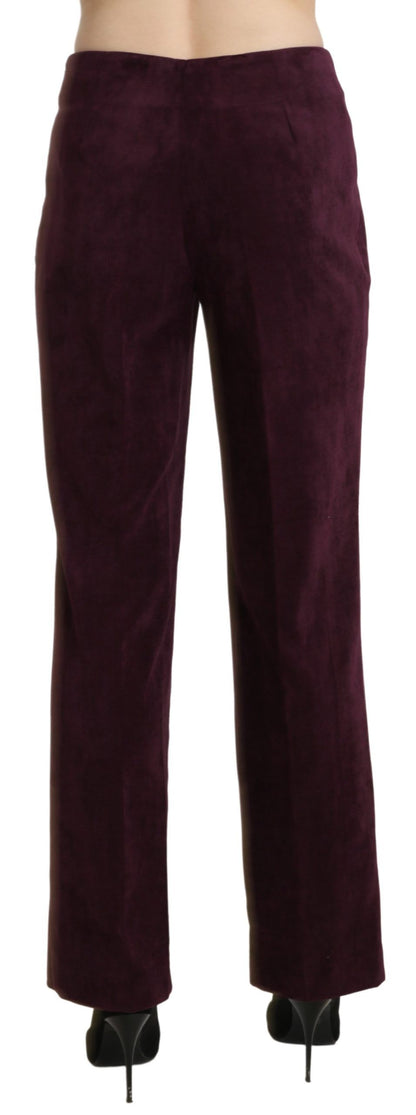 BENCIVENGA – Gerade geschnittene Wildlederhose mit hoher Taille in Lila
