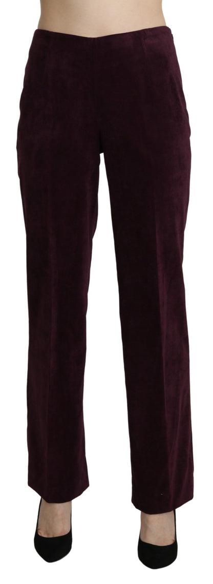 BENCIVENGA – Gerade geschnittene Wildlederhose mit hoher Taille in Lila
