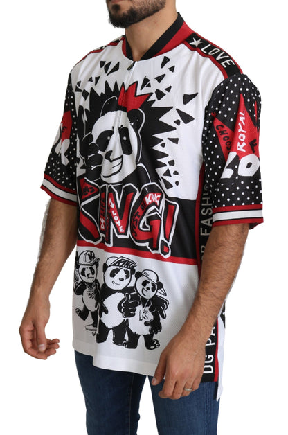 Dolce &amp; Gabbana Weißes King Panda Top Polyester Herren T-Shirt