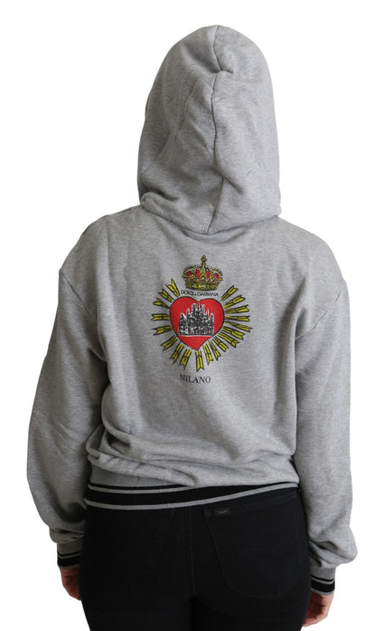 Dolce &amp; Gabbana – Grau bedruckter Kapuzenpullover mit exklusivem Logo