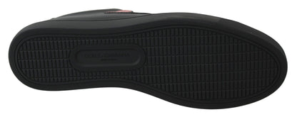 Dolce &amp; Gabbana – Schwarze Sneakers aus Leder mit Herzmotiv