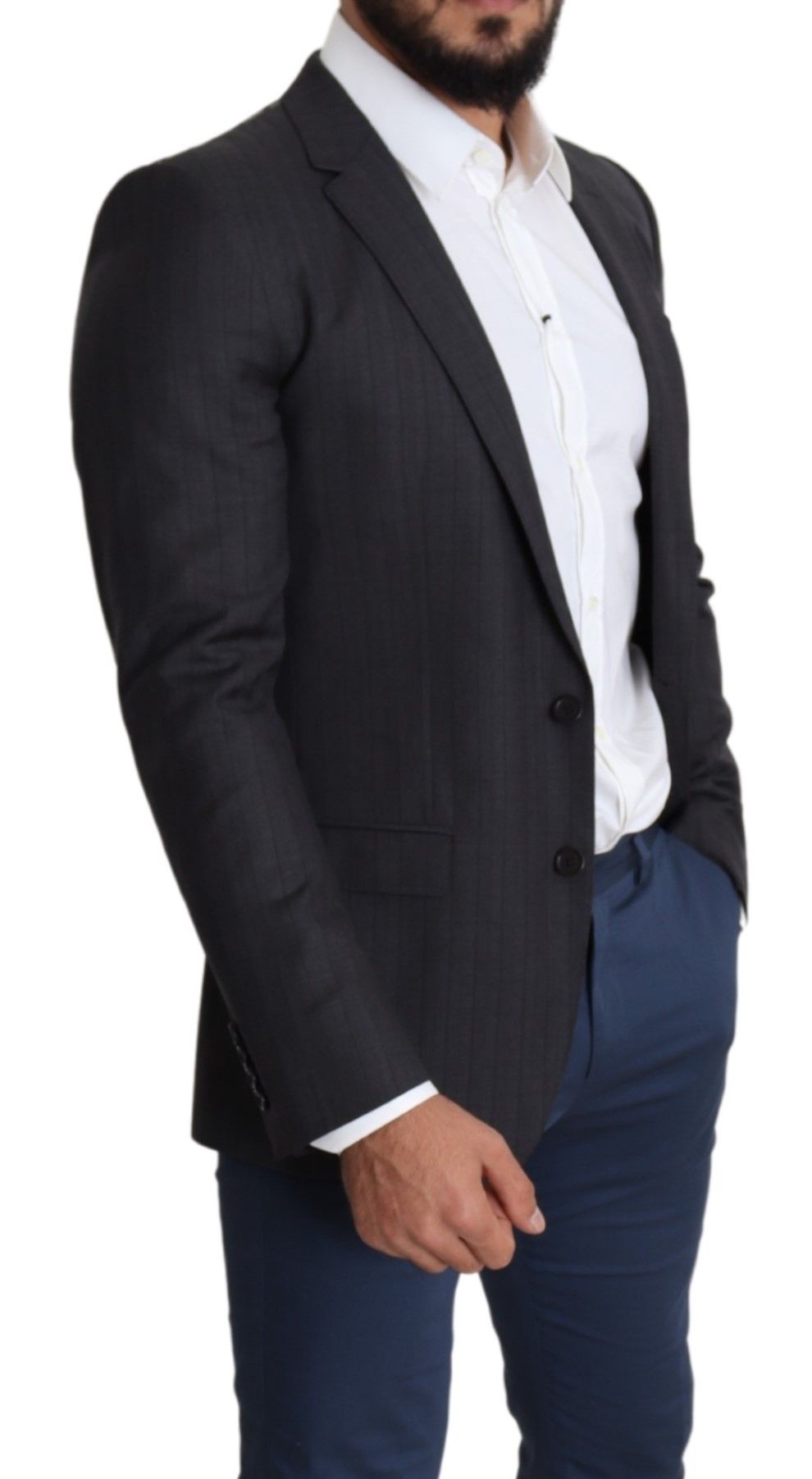 Dolce &amp; Gabbana Schwarzer einreihiger Wollmantel MARTINI Blazer