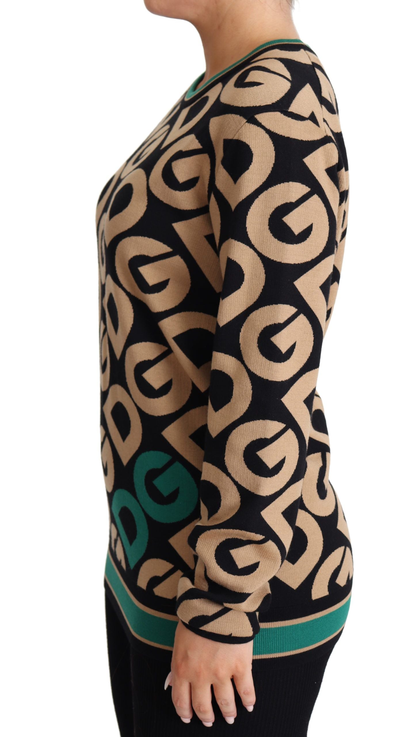 Dolce &amp; Gabbana Mehrfarbiger Pullover mit Rundhalsausschnitt aus Wolle „DG Mania“