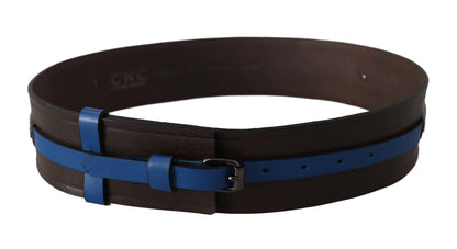 Costume National Brown Thin Blue Line Leather Buckle Belt
