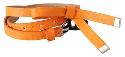 Scervino Street – Schmaler Ledergürtel in Orange und Mandarine mit silberner Metallschnalle