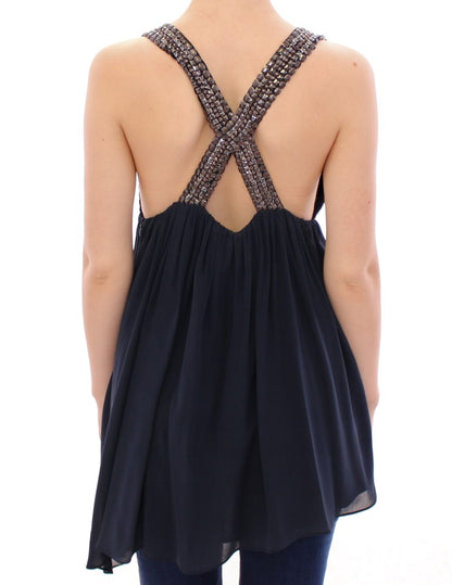 Anaikka – Marineblaue Bluse mit Nietenverzierung