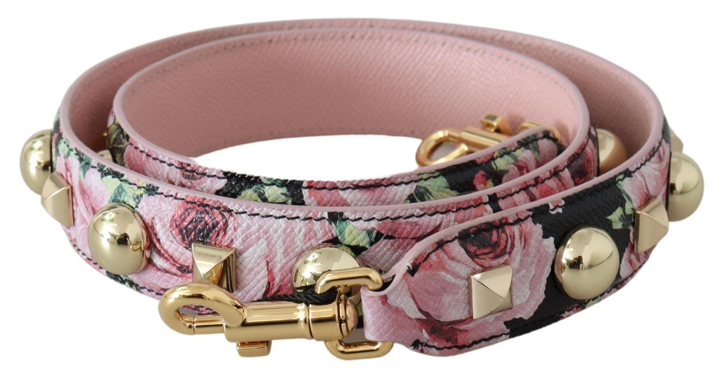 Dolce &amp; Gabbana – Schultergurt für Taschenzubehör mit rosa Blumenmuster und goldenen Nieten