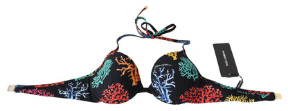 Dolce &amp; Gabbana – Schwarzes Korallen-Print – Damen-Strandmode-Bikinioberteile
