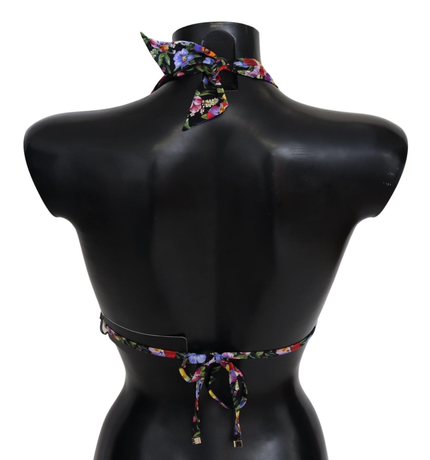 Dolce &amp; Gabbana Schwarzer Badeanzug mit Blumendruck, Strandmode, Bikinioberteile