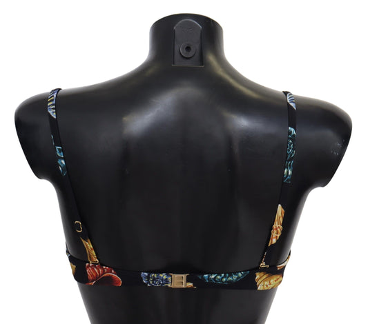 Dolce &amp; Gabbana – Schwarze Bikinioberteile mit Muschel-Print für Damen
