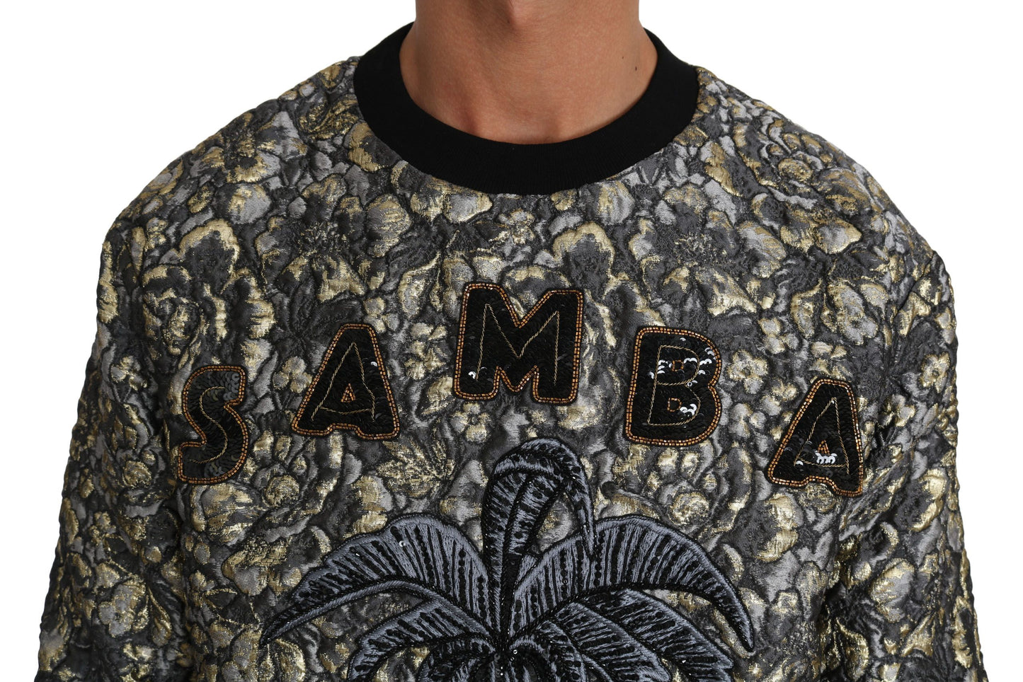 Dolce &amp; Gabbana Mehrfarbiger SAMBA Jacquard-Pullover mit Palmenmotiv