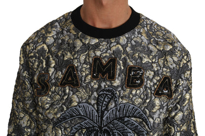 Dolce &amp; Gabbana Mehrfarbiger SAMBA Jacquard-Pullover mit Palmenmotiv