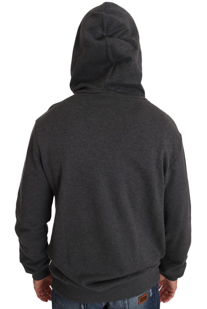 Dolce &amp; Gabbana Grauer Kapuzenpullover mit rotem Kristallherz und Pistole