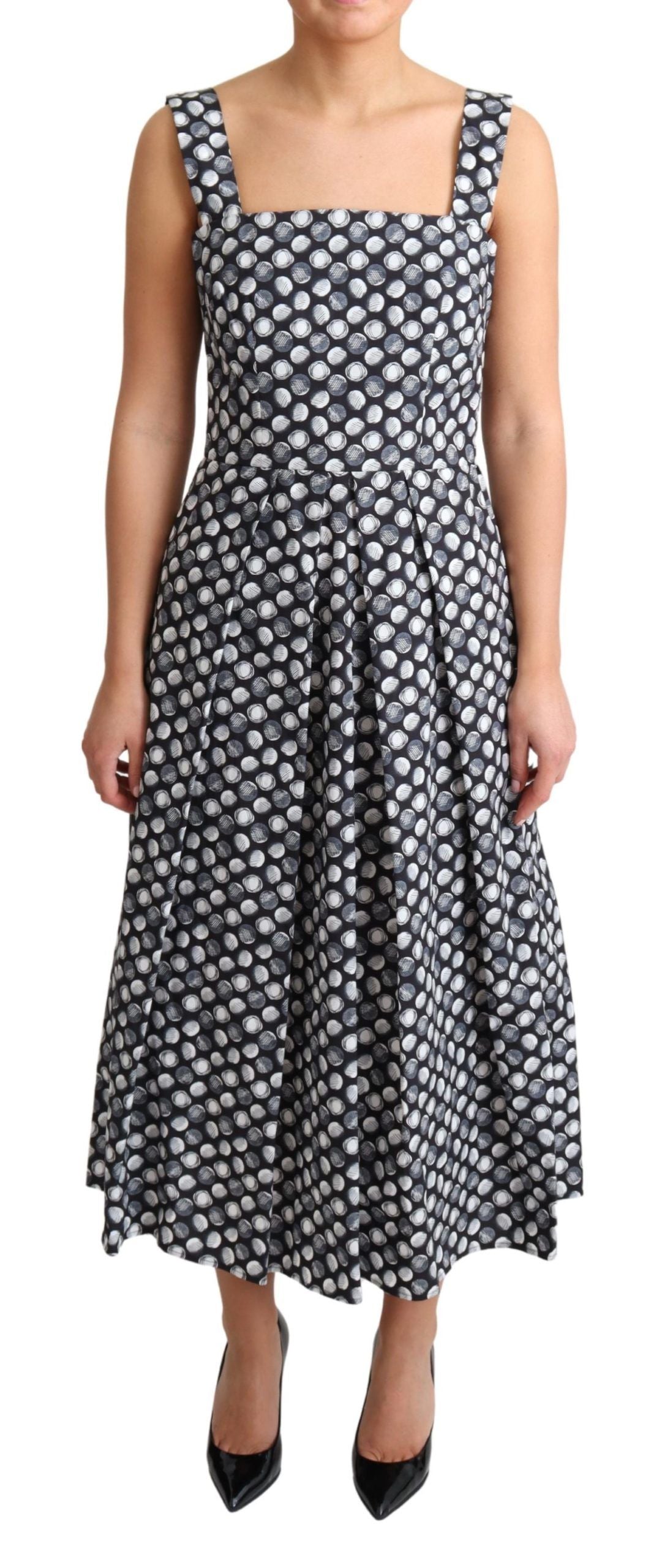 Dolce &amp; Gabbana – Blaues A-Linien-Kleid aus Baumwolle mit geometrischem Muster