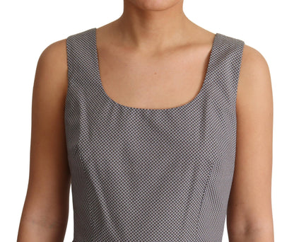 Dolce &amp; Gabbana Blau-Beige geometrisches A-Linien-Kleid aus Baumwolle