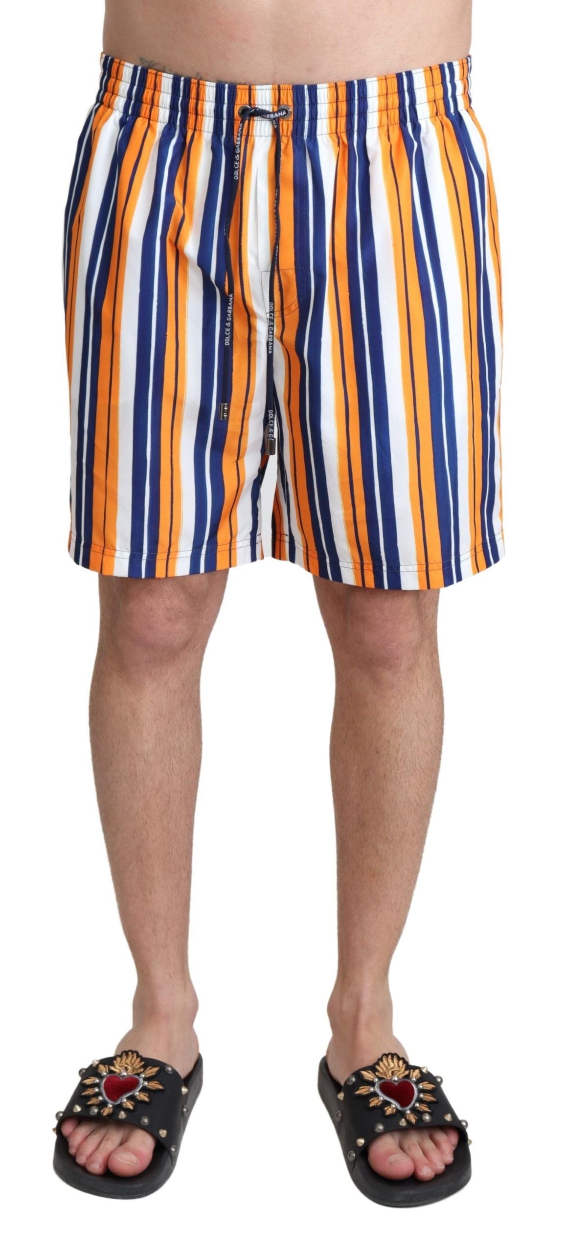Dolce &amp; Gabbana – Mehrfarbig gestreifte Beachwear-Badeshorts
